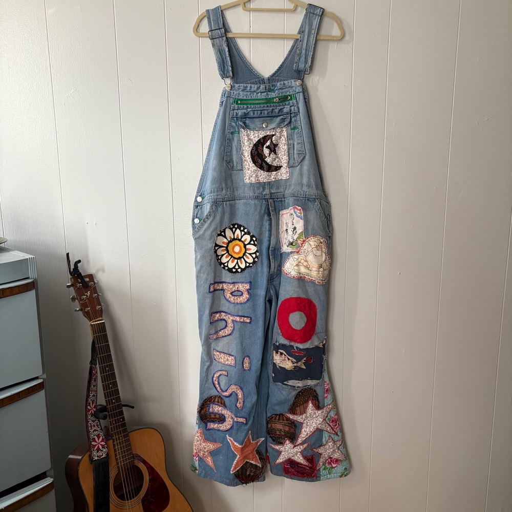 Phish Upcycled Patchwork Hippie Overalls - Picture 7 of 15